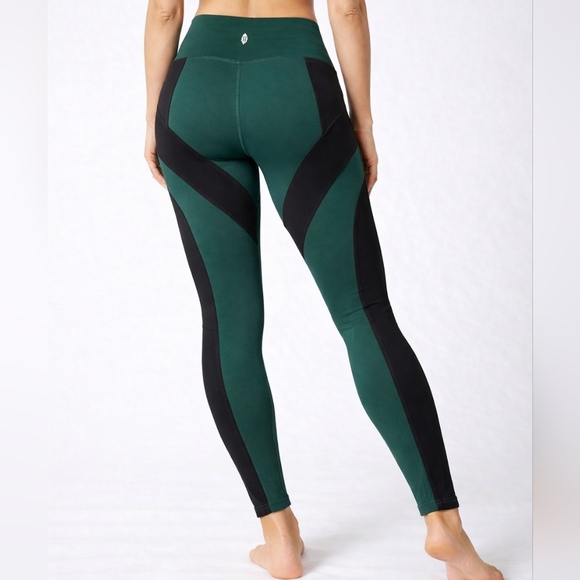 Free People Movement Never Better Leggings XS Green Black Colorblock High Rise - Picture 2 of 10